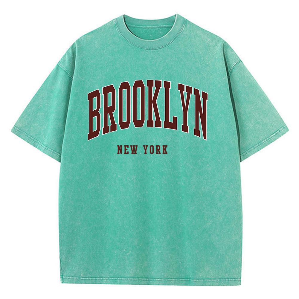 Brooklyn New York Letter Print Male Tee Clothing Graphic Comfort T Shirt Cotton Round Neck Tee Shirt Fittingcomfort