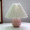 Vintage Pleated Table Lamp with LED E27 Tricolored Bulb Ceramic Base  AU US EU UK Plug Cute Decorative Night Light for Bedroom