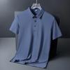 Camisa Polo de Seda Helada para Hombre de Negocios Casual de Verano Sin Costuras Alta Elasticidad Sin Planchado Fina de Manga Corta con Cuello Camisero Manga Corta
