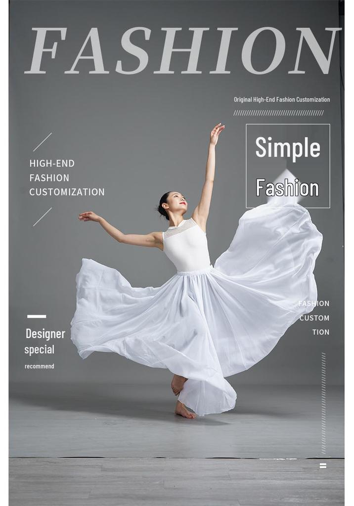 Modern Chinese Style Xinjiang Chiffon Dance Skirt - 720° Flowing Performance Skirt