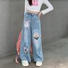Hose Frühling und Herbst Mädchen Weitbeinjeans Kinderjeans Gerade Bein Hose Frühling und Herbst Kleiderhose Lockere Hose