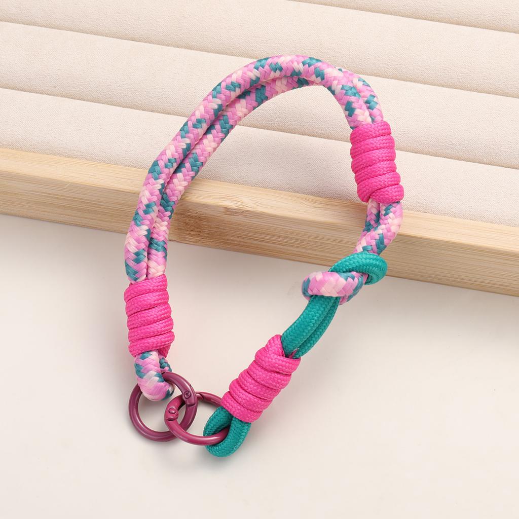 Color-blocked Double-buckle Knotted Hand-woven Short Mobile Phone Lanyard