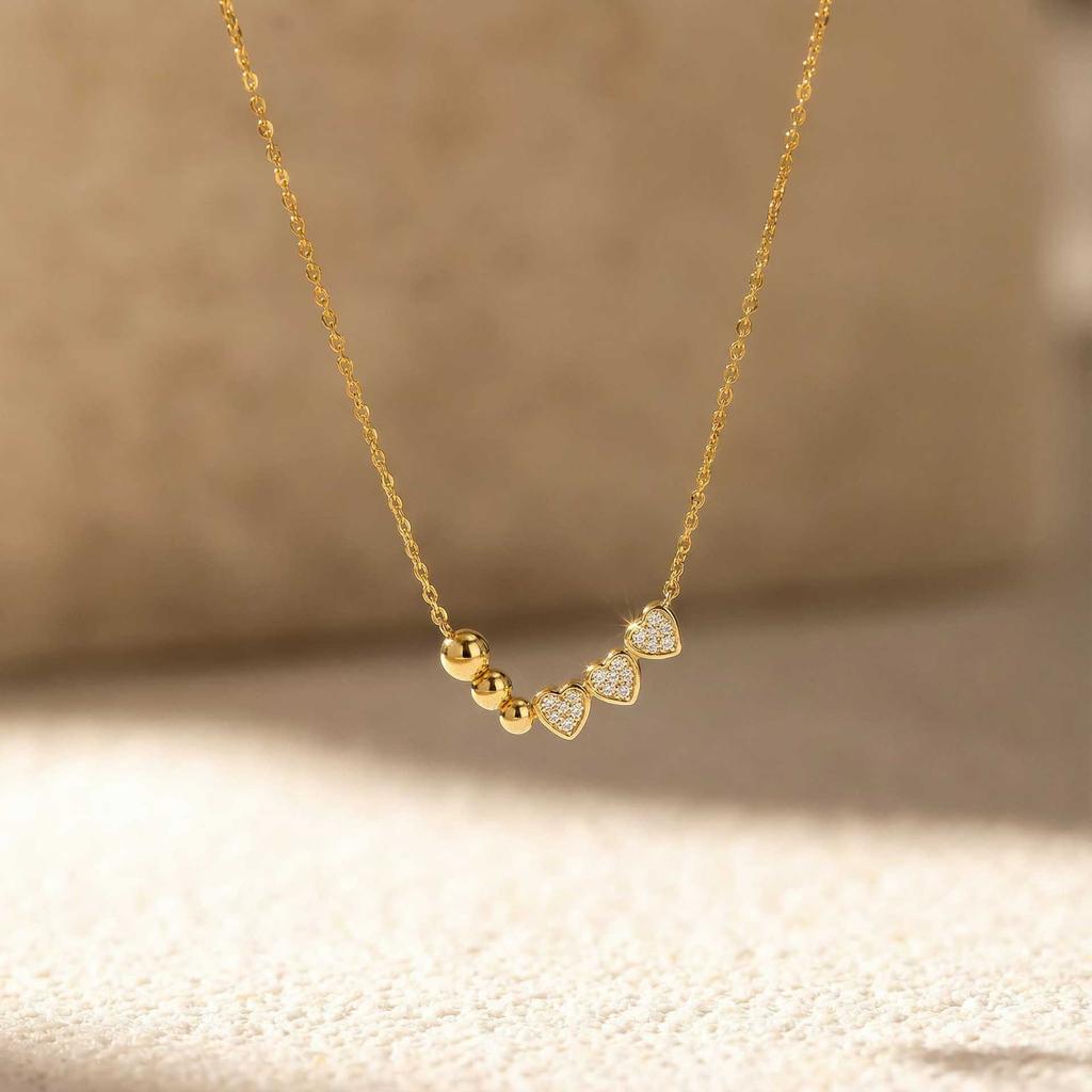 Multi-layer Love Diamond Stacked Necklace Gold Texture Heart-shaped Diamond Collarbone Chain Light Luxury Commuting Dating Versatile