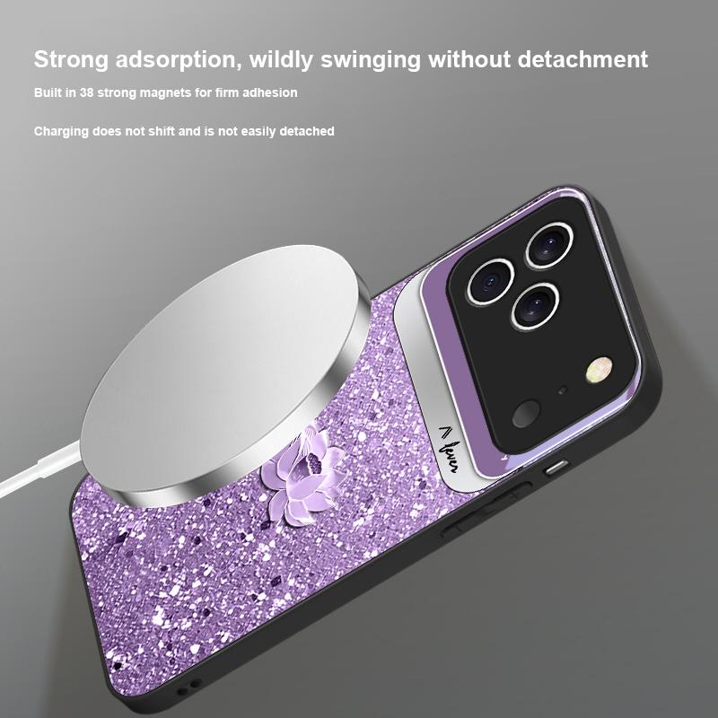 Pink gradient lotus For iPhone 17 Pro Max 16 E 15 14 13 Plus 12 mini 11 17 Air XR Xs Max 7 Plus Magsafe Glass Phone Case