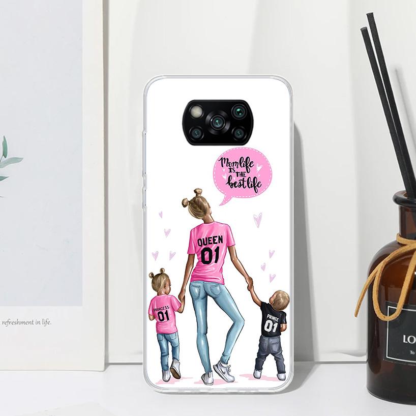 

Mom Baby Girls Phone Case For Xiaomi Poco X7 X6 X5 M7 M8 Pro F7 Ultra Redmi 15C 15 13C 13 12C 12 10 10C 10A Art Fundas Poco X7 X Xiaomi Poco X6