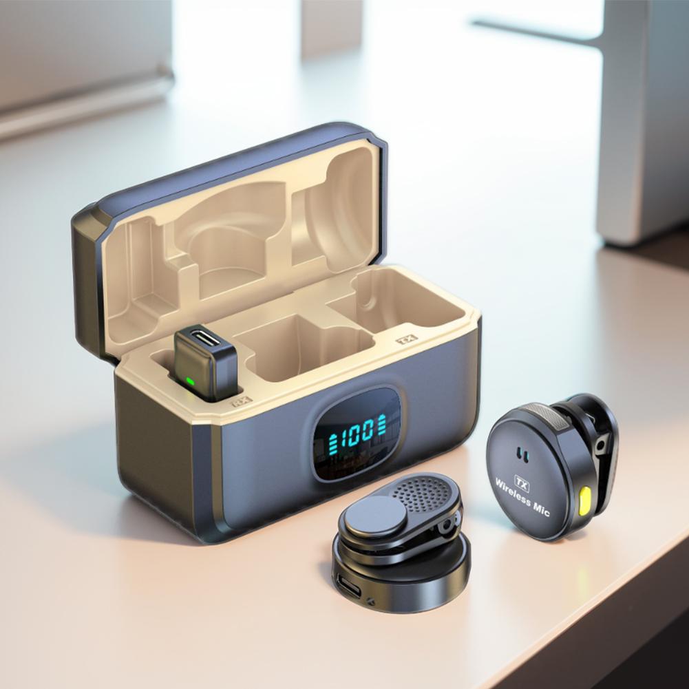 Wireless Magnetic Button Collar Microphone Plug and Play Lapel Mic 164ft Range 40H Battery with Charging Case for Recording Live