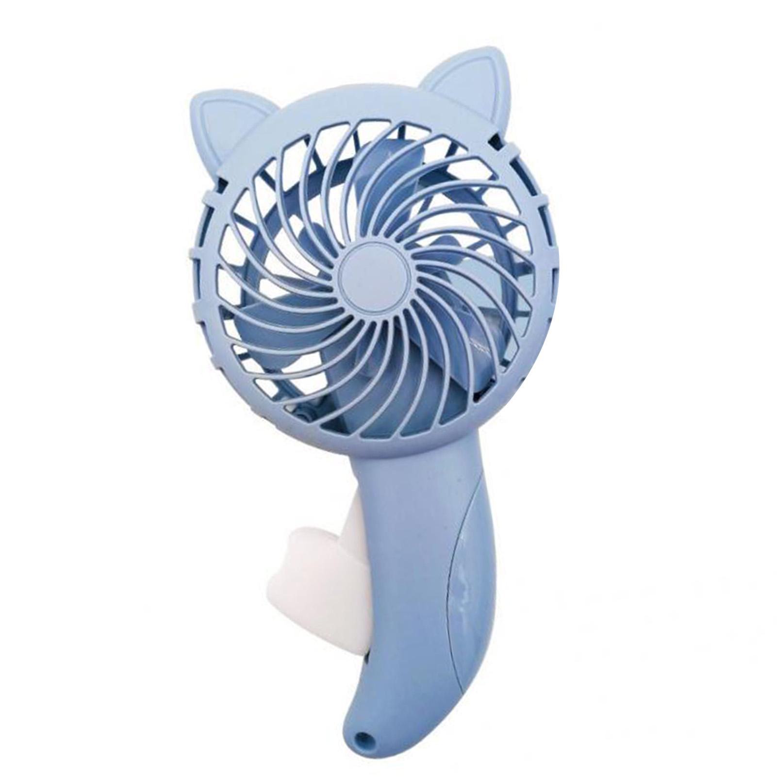 

Hand Press Fan Cartoon Cat Ear Handheld Fan No Battery Manual Small Cooling Fan for Travel Outdoor Activities