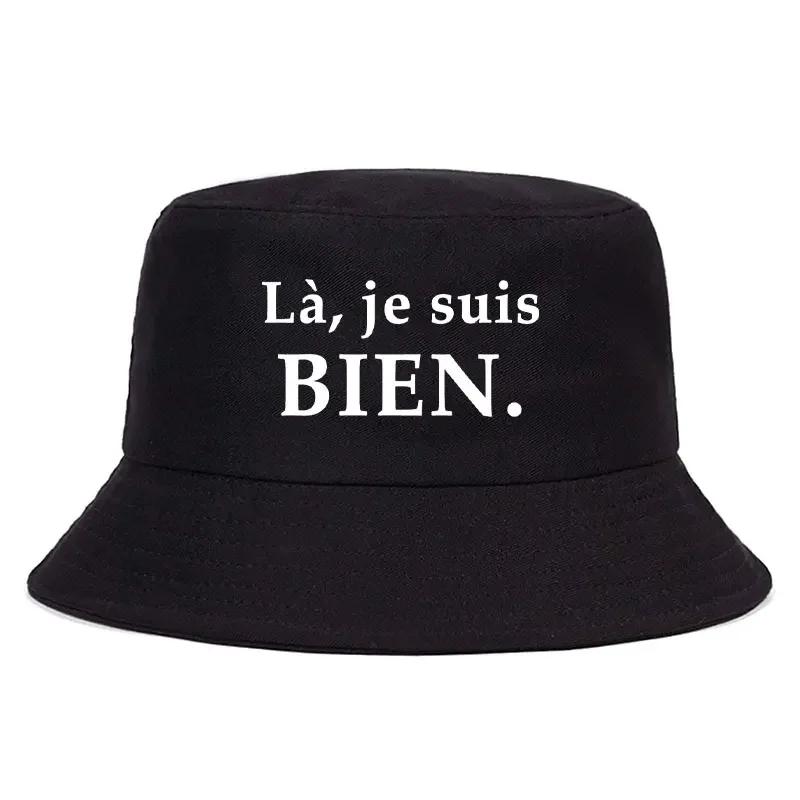 

France Print BIEN Bob Reversible Bucket Hats Men Women Cotton Outdoor Caps Fisherman Hat Girl Boy Chapeau Bob Hats Hat girth 56-58cm