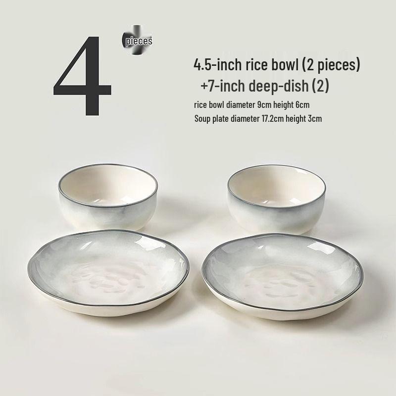 קערת מרק ונודלס קרמית עבה יוקרתית בצבע תת-זיגוג