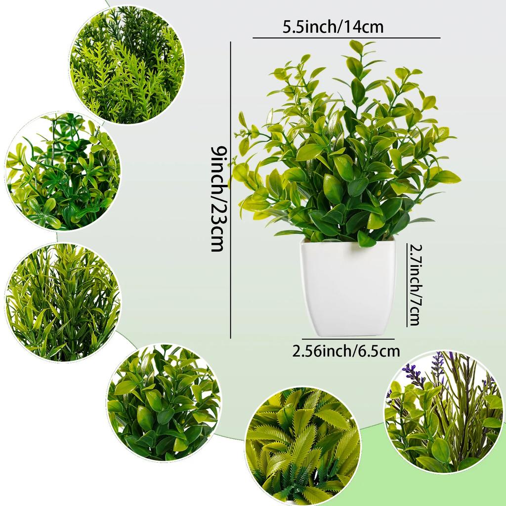 Árbol de Planta Artificial Alféizar de Ventana Mesa de Oficina Escritorio Decoración Plástico Jardín Planta Falsa Maceta Decoración para el Hogar Adornos en Maceta