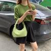 Portable Large Capacity PU Hobo Bag Solid Color Korean Style Shoulder Bag Handbag Fashion Design French Style Handbag Shopping