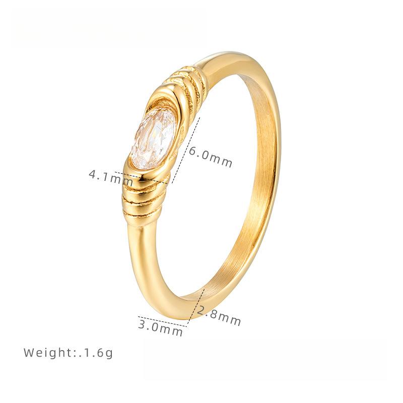 Mini Goose Egg Zircon Ring Women's Fashion Light Luxury Stacked Ring, Titanium Steel Electroplated Jewelry