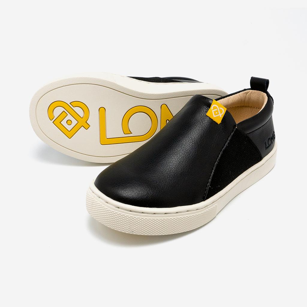 [LOMC] Kids Handmade Leather Slip-on Zarbi Black [LM21LS11-BLACK]