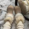 Fur integrated thick-soled snow boots women's new winter one-pedal fluffy shoes with plush thermal cotton shoes