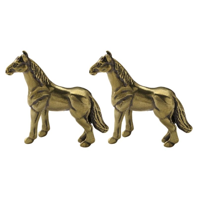 Antique Metal War Horse Statue Carving Traditional Chinese Fengshuis Home Office Decors Sculpture With Stable Base