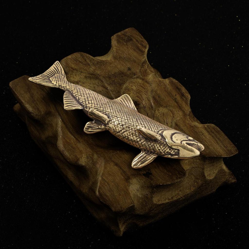 Brass Fish Statue Handcrafted Brass Fish Sculpture Mini Sea Animal Figurine for Living Room Hotel Car Decoration