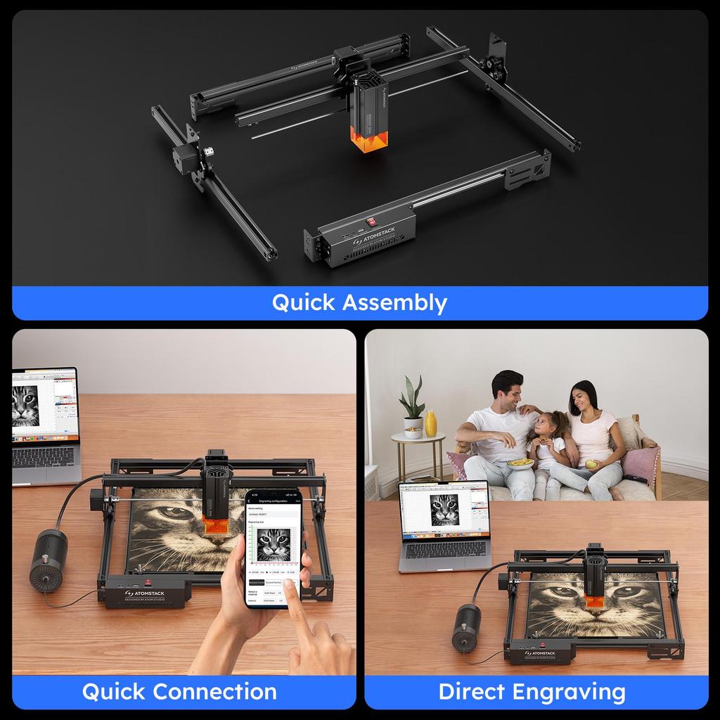 ATOMSTACK A20 PRO V2 20W Laser Engraving Machine, 0.08 × 0.10 Mm Laser Spot, 400 × 365 Mm Working Area, 400mm/s Speed, 0.01mm Precision Engraving