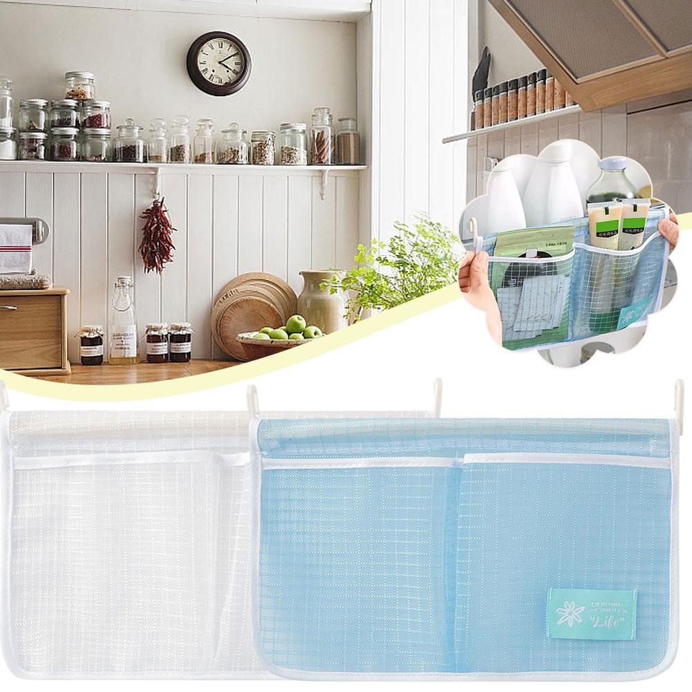 

Refrigerator Storage Mesh Bag Hanging Household Classification Storage Bag Storage Bag Double Compartment Refrigerator Hang I2e8 белый
