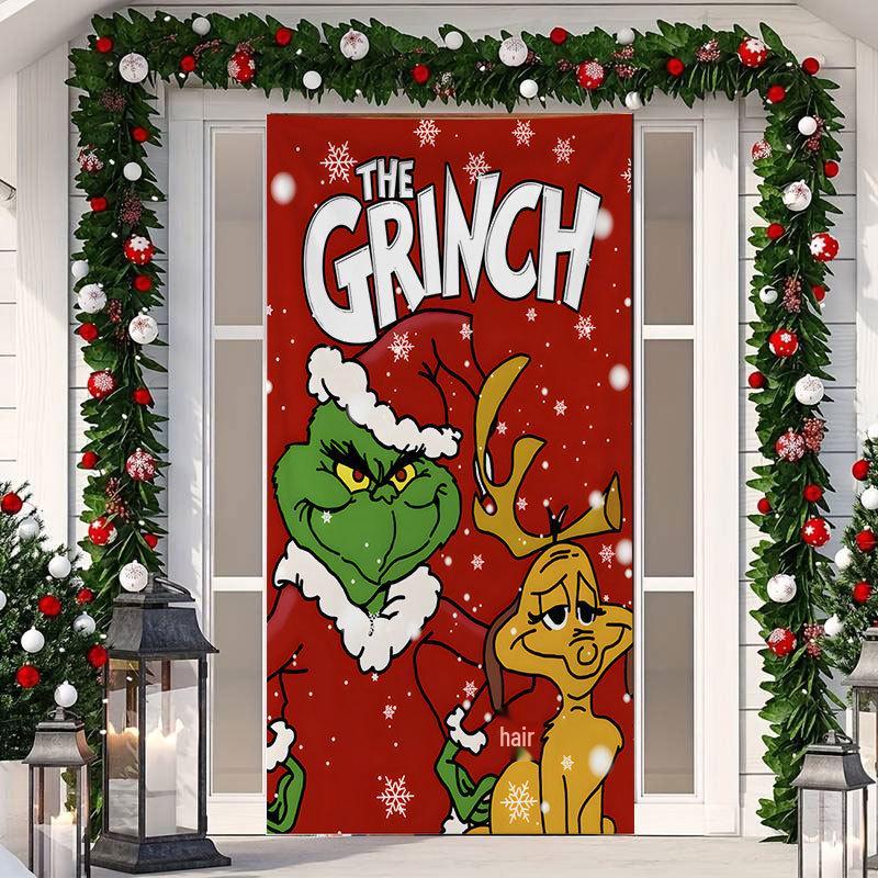 Christmas Cartoon Door Cover Sticker for Home Party Backdrop