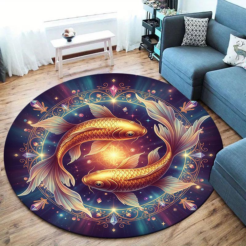 Star Animals Round Area Rug,Carpet Rug for Living Room Bedroom Sofa Playroom Decor,Non-slip Floor Mat