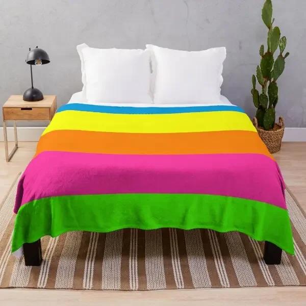 Rainbow Gradient Throw Blanket Colourful Stripe Pattern King Queen Size Super Soft Lightweight Warm for Living Room Couch Sofa
