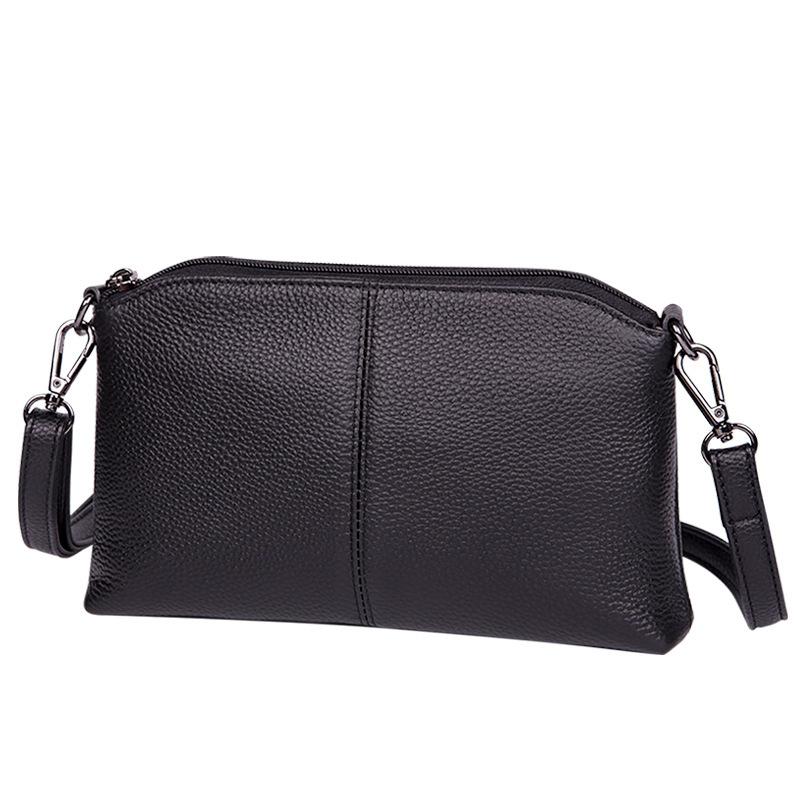 

New Arrive Fashi Women s Genuine Leather Shoulder Bags Simple Messenger Bags Small Casual Brossbody Bags B406 (20cm<Max Length<30cm) чёрный