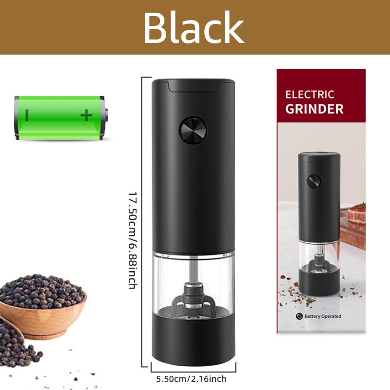 

Электрическая мельница для перца Мельницы для специй Автоматическая мельница для соли Регулируемая грубость Заправляемая мельница Кухонный инструмент на батарейках чёрный