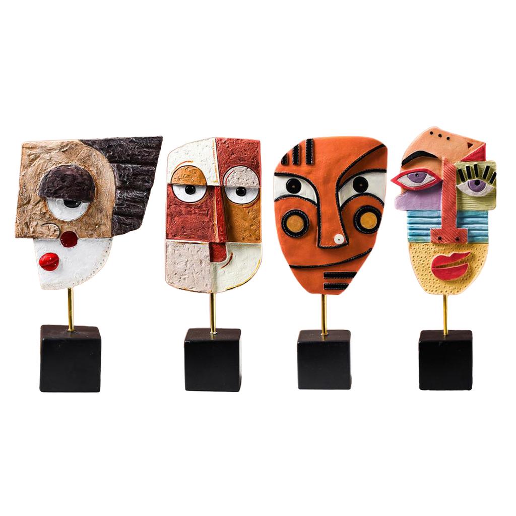 Creative Face Art Statue Sculpture Resin Crafts Figurine Abstract for Living Room Ornament Home Office Desktop Decoration Gift