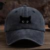 Weiche Baumwollähnliche Leinen-Baseballkappe Mit Katzen-Print-Design Unisex Breiter Schirmhut