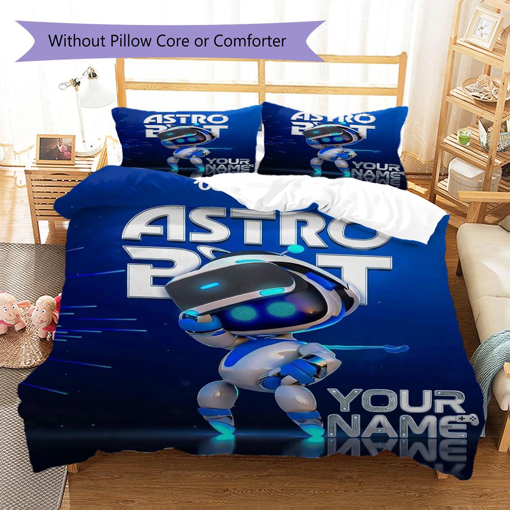 ASTRO BOT Custom Name Pattern Bedding,Quilt Set Quilt Cover Pillowcase Home Birthday Gift(1 * Duvet Cover + 2 * Pillowcase, Without Core)