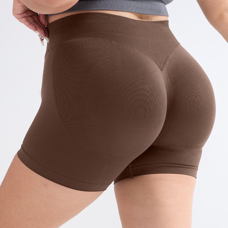 

European & American Women s Plus Size High-Waist Yoga Shorts - Hip-Lifting, Anti-Exposure Sports Leggings 4XL темно-коричневого кольору