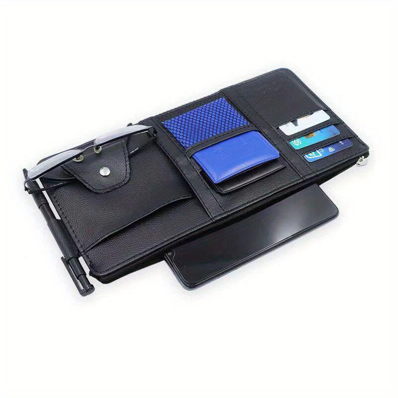 [PU-Leder Autoaufbewahrungstasche] PU-Leder Multifunktions-Auto-Sonnenblenden-Aufbewahrungstasche | Autokartenhalter Führerschein Dokument Geldschein Aufbewahrungskartenetui