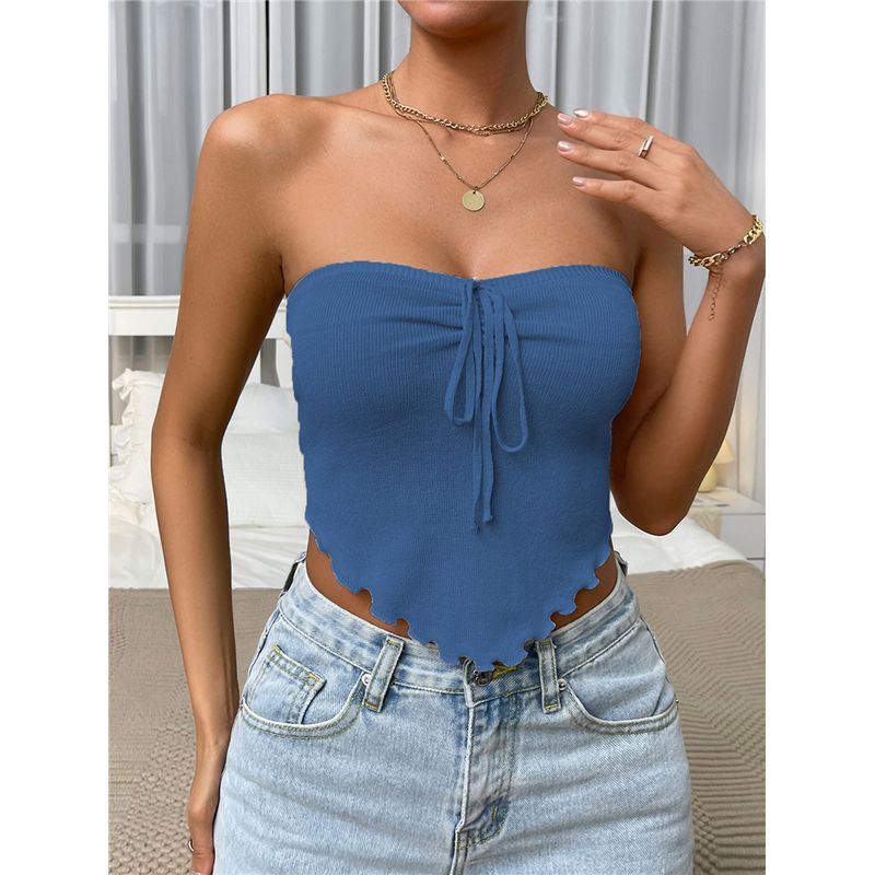 

Европейский и американский сексуальный топ-бандо топ халтер на бретелях-спагетти Blue M