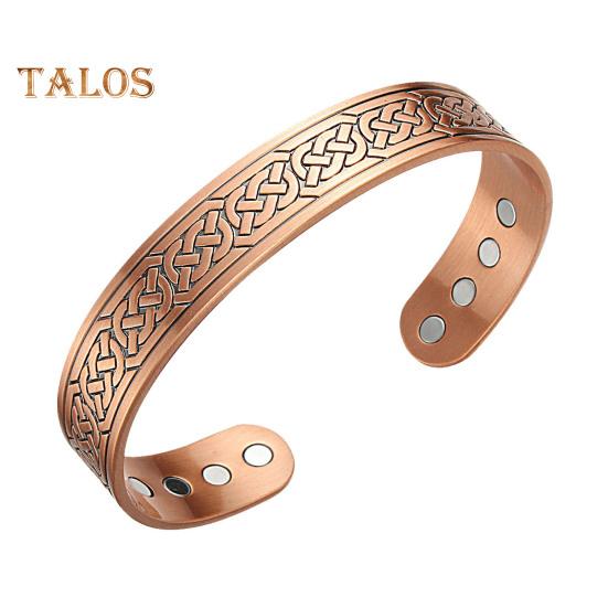 

Мужской магнитный браслет с регулируемой окружностью, положительная энергия, ретро-гравировка, медь, легкие повседневные наручные украшения бронзовый/красный