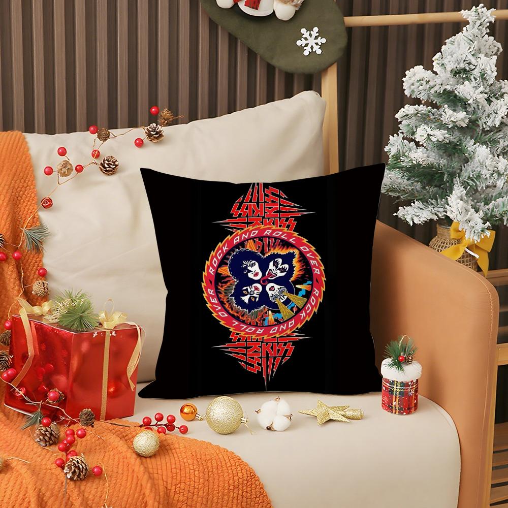 American Rock K-Kiss Band Pillow Case Anti-dustmite Pillow Invisible zipper silky short plush Sofa cushion cover