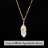 JD Natural Stone Amethyst Yellow Tiger Eye Obsidian Hexagon Column Charm Necklace Women Men Fashion Energy Healing Chain Choker