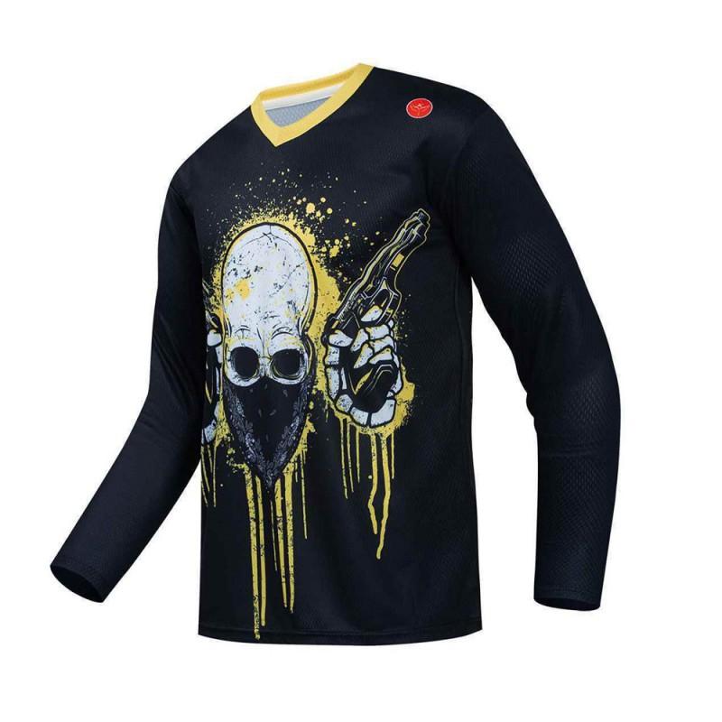 Personalized Skull-headed Downhill Suit Breathable Quick-dry Mountain Cross-country Motorcycle Riding Long-sleeved T-shirt Bicycle Shirt