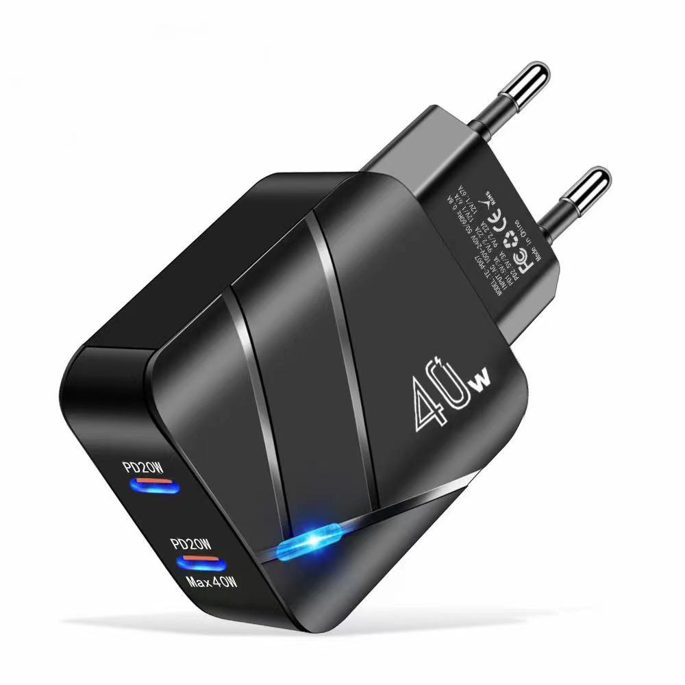 Dual PD 40W Super Fast Charger Head EU/US Standard Smartphone Adapter