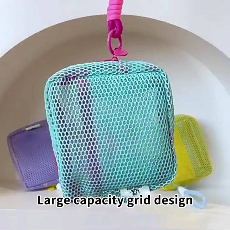 Large Capacity Mesh Storage Bag Breathable Zippered Portable Organizer for Travel Cosmetics Gym Small Items