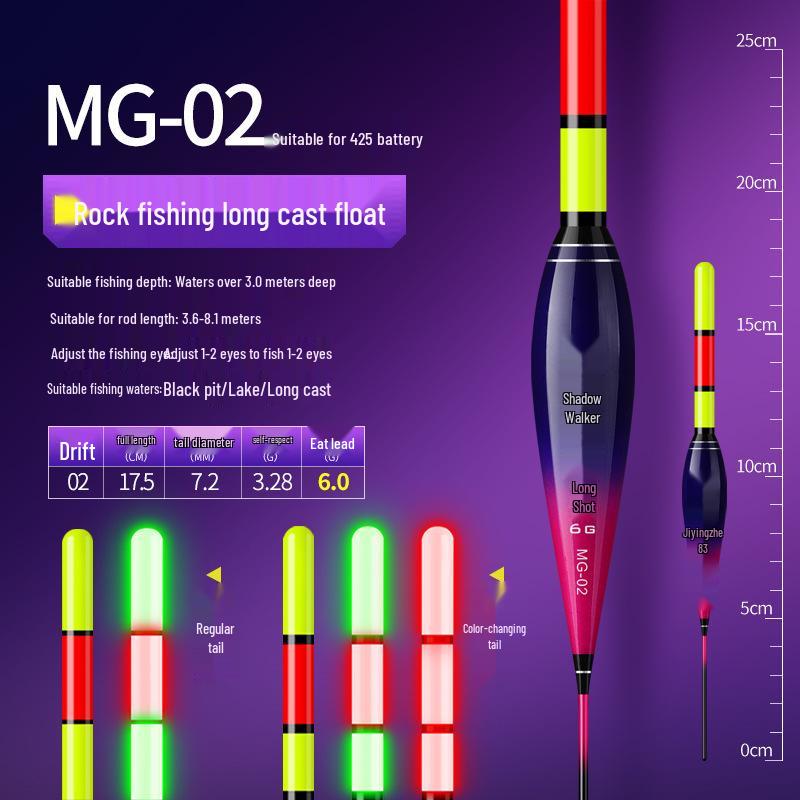 Large Long Casting Rod with Luminous, Eye-Catching, Thickened A-Bo Float for Rock Fishing
