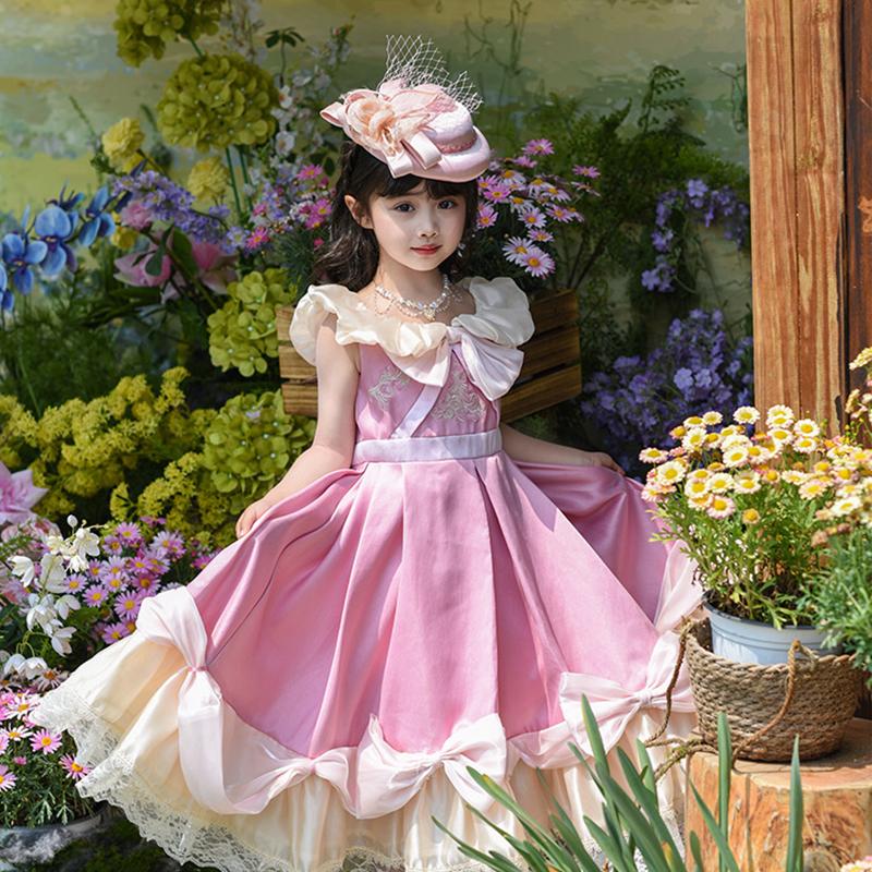 Dziewczęca sukienka Lolita na imprezę, letnia, wiktoriańska, retro, Lolita, elegancka, księżniczka, dziecięca suknia balowa