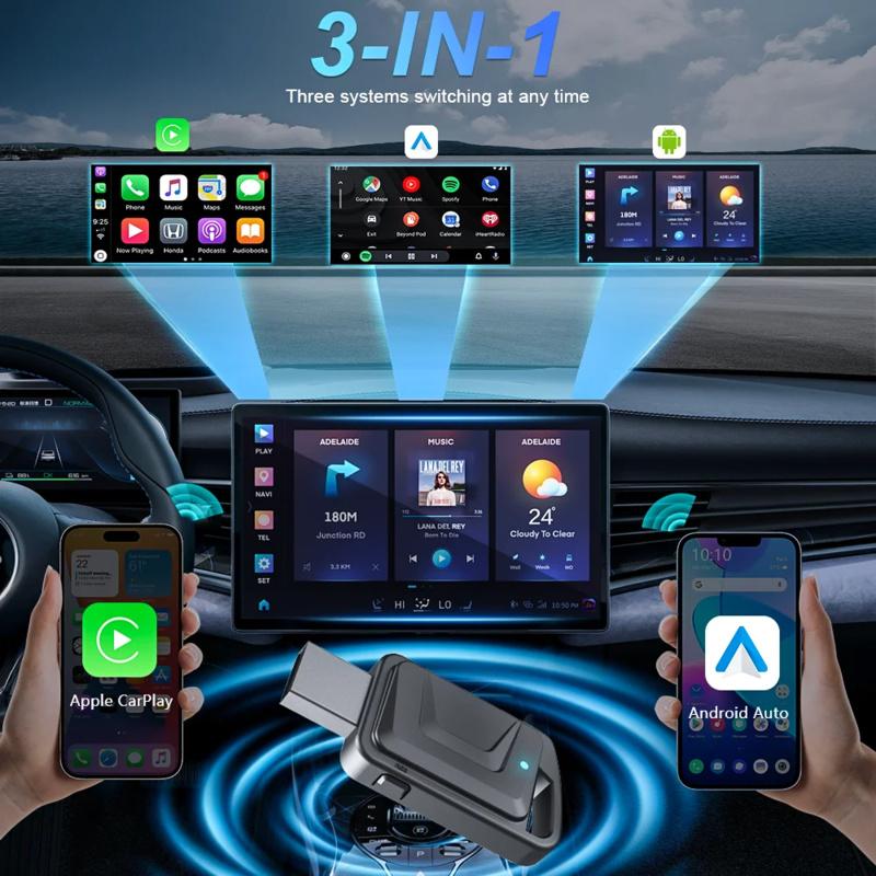 2 in1 Wired to Wireless CarPlay Android Auto Adapter for OEM Car Stereo With USB Dongle Smart Mini Box Plug and Play Bluetooth