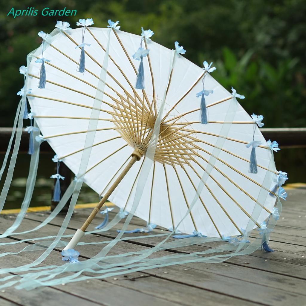 LED Chinese Japan Yarn Oiled Paper Silk Cloth Umbrella Costume Ancient Princess Umbrella Drama White Craft Umbrella Cosplay