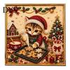 Creative Indoor Pastimes Xmas Cat Faux Pearl Painting Kit, Festive Art DIY Christmas Gift for Enthusiasts Cute Kitty 3D Bead Craft Kit Adults