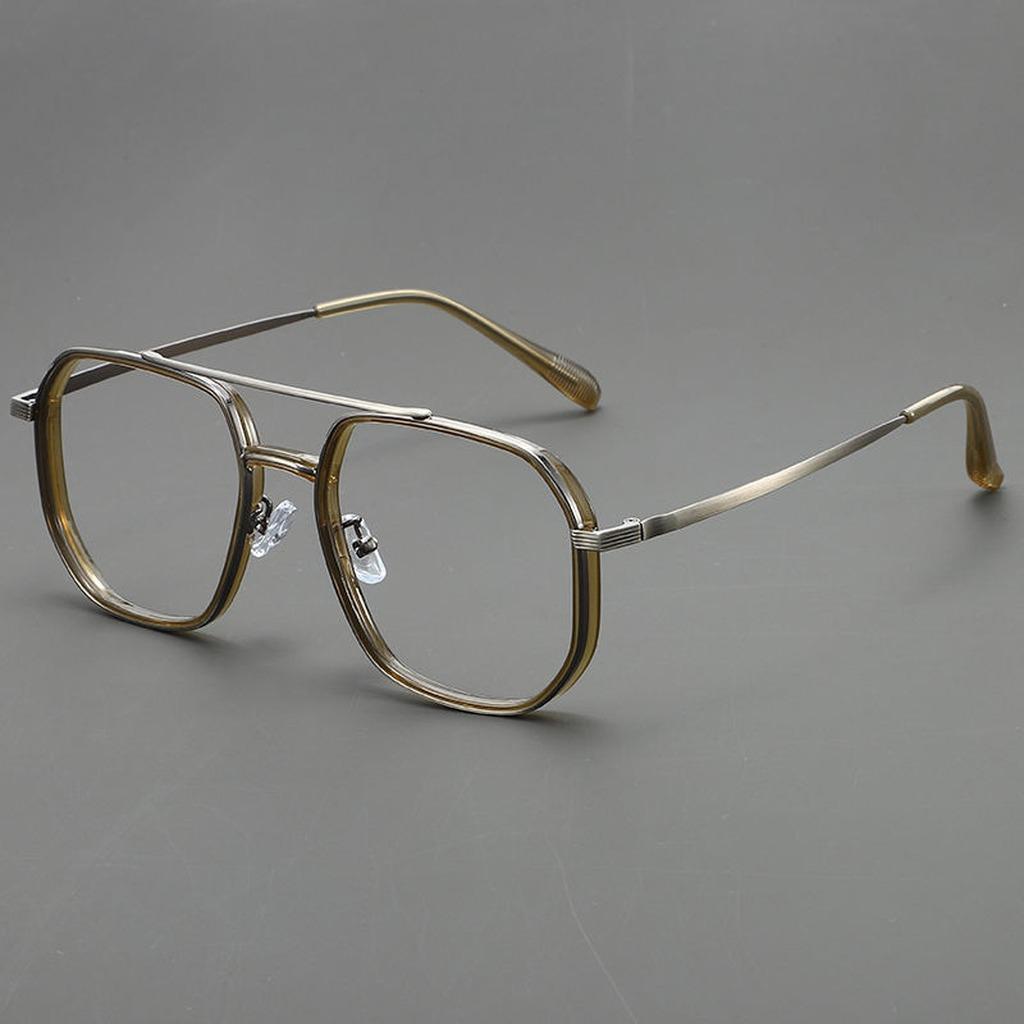 

Blue Light Blocking Glasses Hypoallergenic Metal Prescription Glasses Double Bridge Eyeglasses Frames Elegant For Business Daily оливковий колір