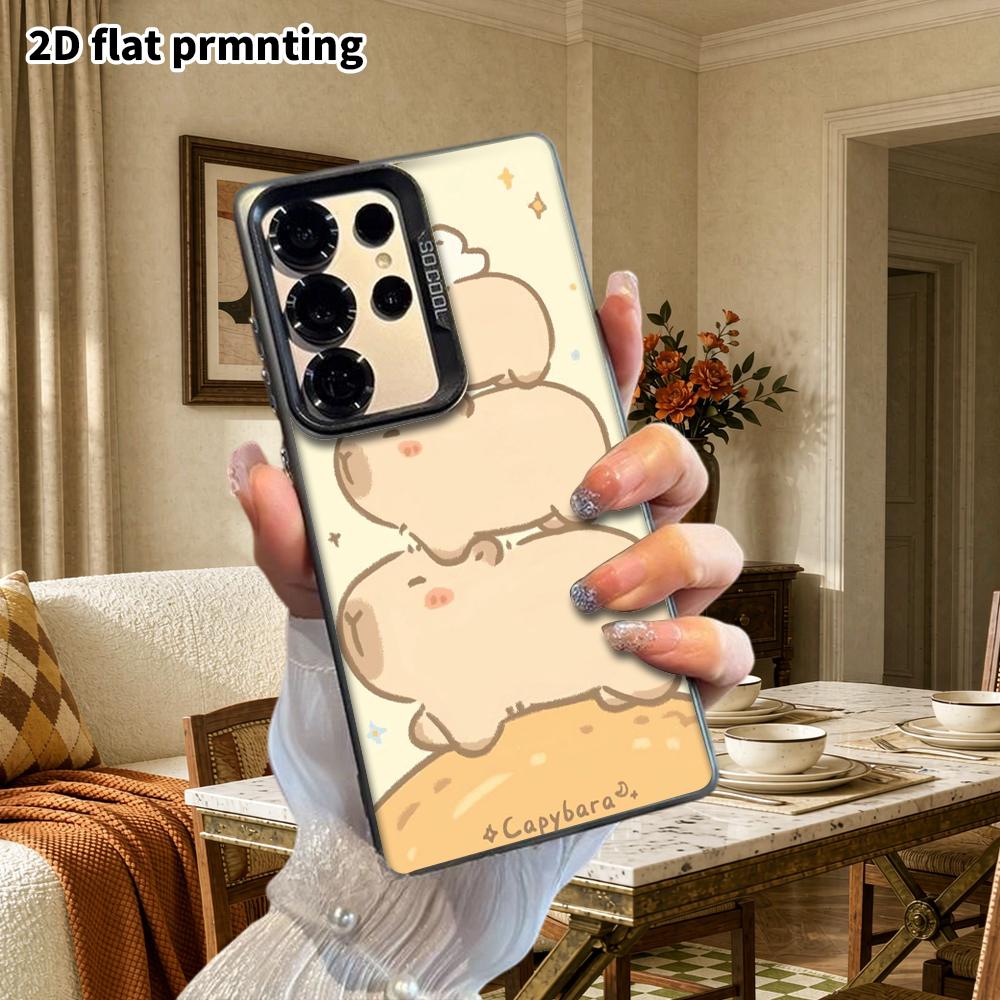 Phone Case: 2D Flat Samsung Galaxy A34 A35 M05 M06 S20 S22 S21 FE Plus 5G Protective Case, Couples Style, Planet Capybara, Christmas and Halloween Gif