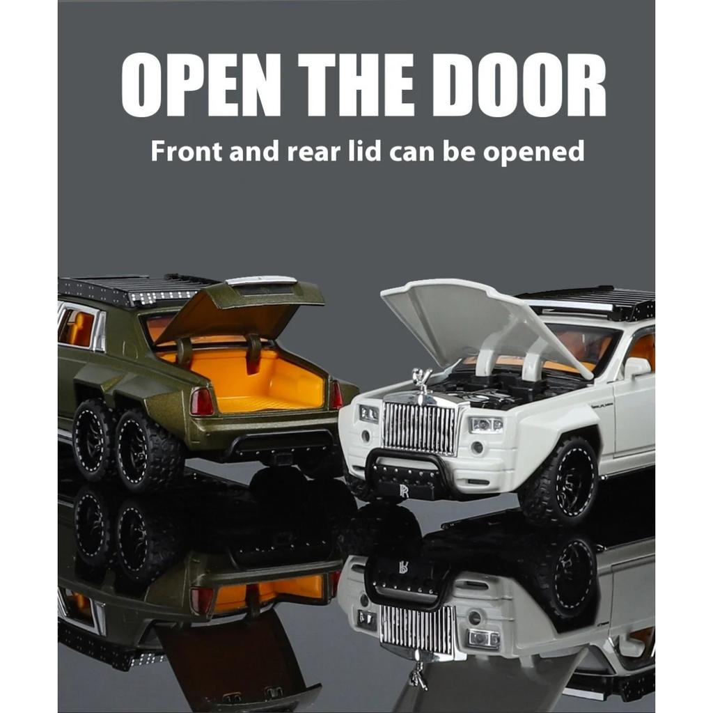 1/32 Scale Rolls Royce Phantom 6X6 Modified Alloy Diecast Metal Model Car Sound & Light Hobby Collectibles Holiday Gifts for Boyfriend