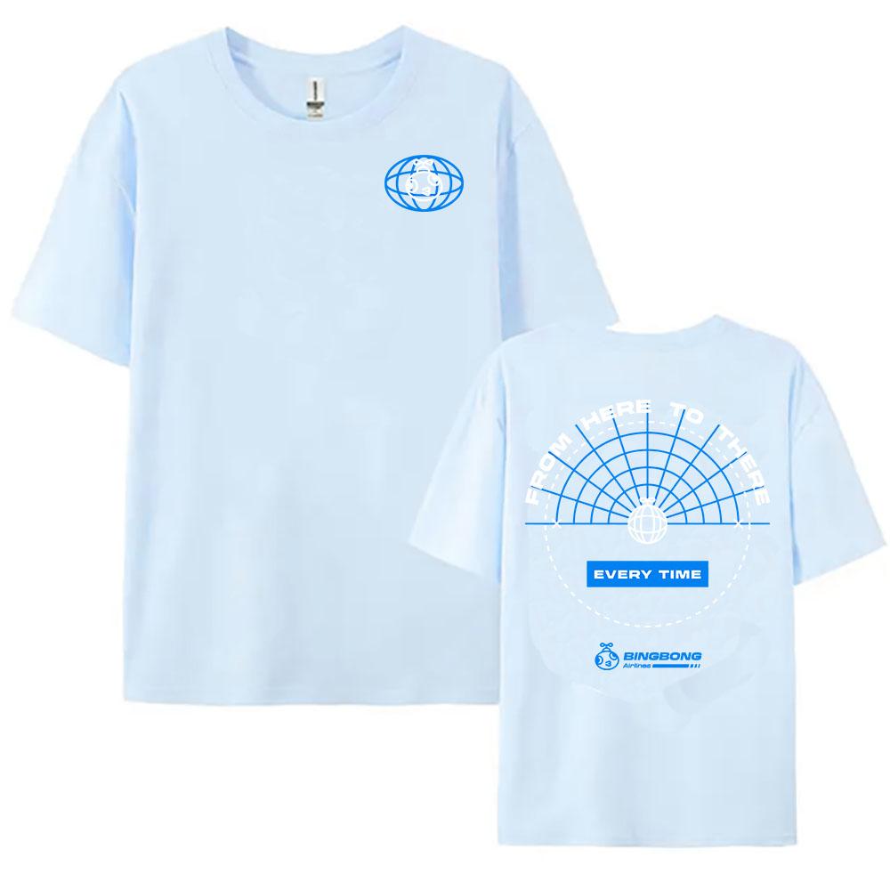 Bingbong Airlines Peak Game Print T-shirt Unisex Streetwear Loose Short Sleeve Cotton T Shirt Casual Clothing