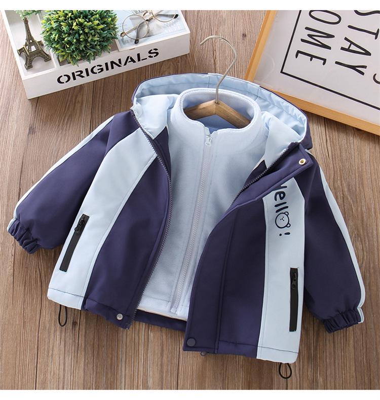 Colorblock Dreiteiliges Jungen-Kapuzen-Skijacken-Set für Kleinkinder und kleine Kinder - Gefüttert und vielseitig für Herbst und Winter