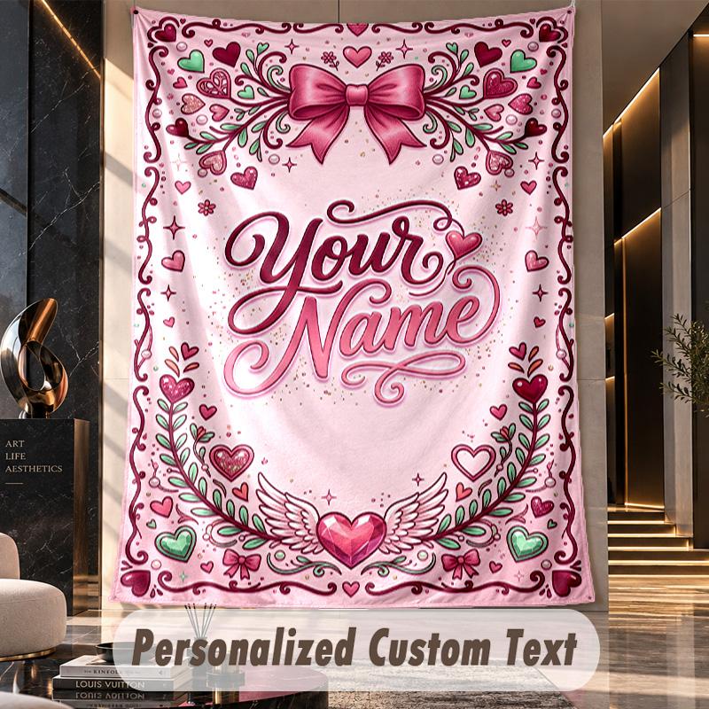 Valentine Love (50) Theme Custom Tapestry Personalized Custom Name Text Wall Hanging Tapestry Home Decor Background Cloth